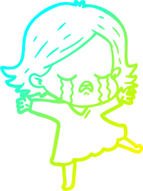 Bir insan tarafından çizilmiş ağlayan bir çizgi film kızı çizimi.