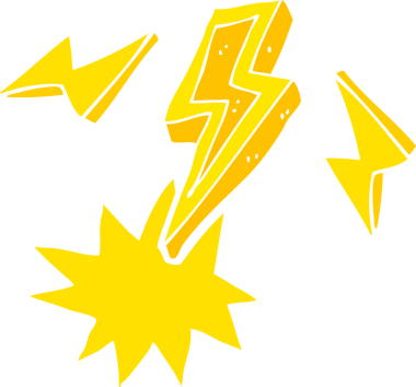 Bir insan tarafından çizilmiş yıldırım çiziminin düz renk çizimi