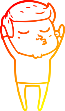 Bir insan tarafından çizilen çizgi film modelinin sıcak çizgi çizimi.