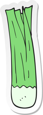 Bir insan tarafından çizilmiş pırasa çizgi film etiketi.