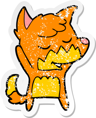 Bir insan tarafından çizilmiş dost canlısı bir tilkinin sıkıntılı çıkartması.