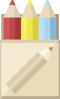 Bir insan tarafından çizilmiş renkli kalem paketi grafik vektör resimleme simgesi