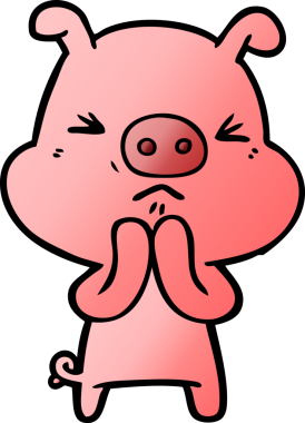 Bir insan tarafından çizilmiş huysuz domuz çizgi filmi.