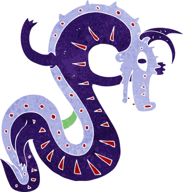 Bir insan tarafından çizilmiş Sakson ejderha çizgi filmi.