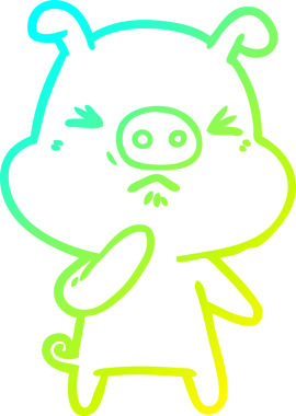 Bir insan tarafından çizilmiş kızgın bir domuzun soğuk çizgi çizimi.