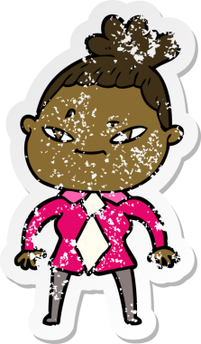 Bir insan tarafından çizilmiş karikatür bir kadının sıkıntılı çıkartması.