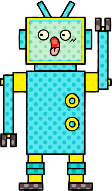 bir insan tarafından çizilmiş bir robotun çizgi roman tarzı