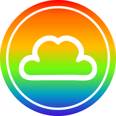 Bir insan tarafından çizilmiş gökkuşağı gradyan basit bulut dairesel simgesi