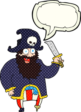 Bir insan tarafından çizilmiş karikatür karikatürü korsan kaptanı.