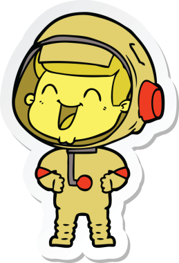 Bir insan tarafından çizilmiş mutlu bir astronotun çıkartması.