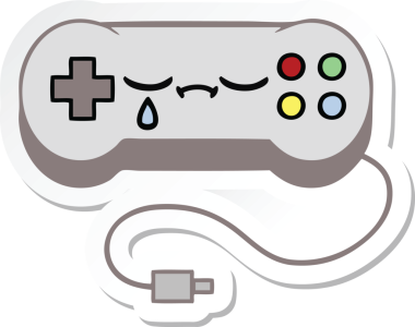 Bir insan tarafından çizilmiş şirin bir çizgi film oyun kontrolünün çıkartması