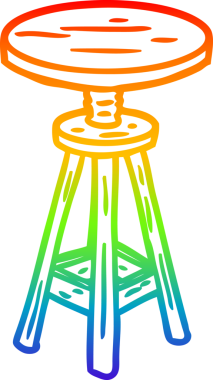 bir insan tarafından çizilmiş ayarlanabilir bir sanatçı taburesinin gökkuşağı gradyan çizimi