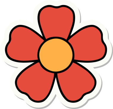 Bir insan tarafından çizilmiş geleneksel bir çiçek stiliyle dövme çıkartması.