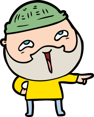 Bir insan tarafından çizilmiş mutlu sakallı bir adam.