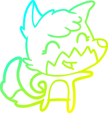 Bir insan tarafından çizilmiş mutlu bir tilkinin soğuk çizgi çizimi.