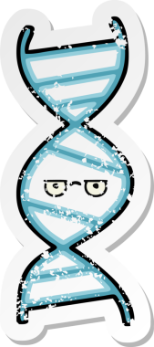 Bir insan tarafından çizilmiş şirin bir DNA ipliğinin sıkıntılı çıkartması.