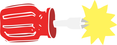 Bir insan tarafından çizilen tornavidanın düz renk çizimi