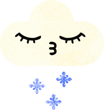 Bir insan tarafından çizilmiş bir kar bulutunun retro çizim tarzı karikatürü