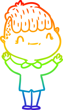 Gökkuşağı gradyan çizimi bir insan tarafından çizilmiş bir çizgi film karakteri.