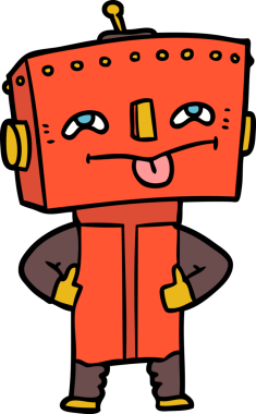 Bir insan tarafından çizilmiş çizgi film robotu