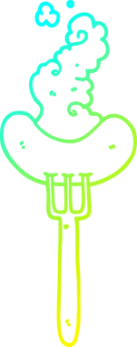 Bir insan tarafından çizilen çatalla çizilmiş bir sosisin soğuk gradyan çizgisi.