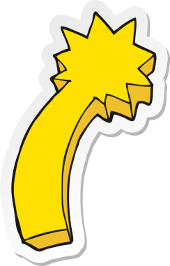 Bir insan tarafından çizilmiş yıldız kayan bir çizgi film çıkartması.