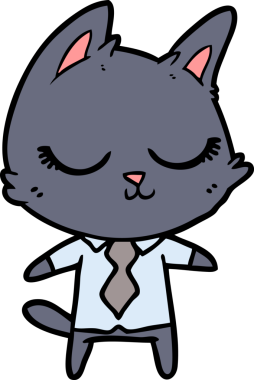 Bir insan tarafından çizilmiş sakin çizgi film kedisi.