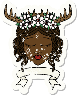 Retro Dövme Tarzı İnsan Druid karakteri Bir insan tarafından çizilmiş pankartıyla