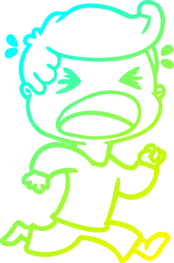 Bir insan tarafından çizilmiş bağıran bir çizgi film karakteri.