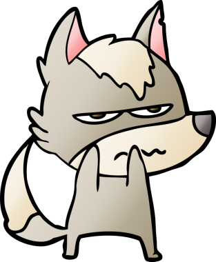 Bir insan tarafından çizilmiş rahatsız kurt çizgi filmi.