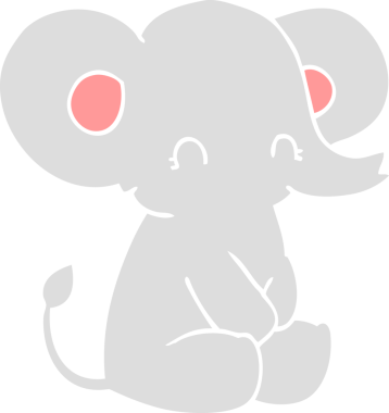 Bir insan tarafından çizilmiş düz renk çizgi film fili.