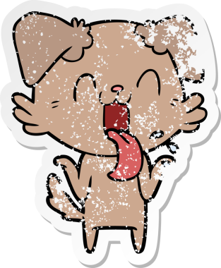 Bir insan tarafından çizilmiş, nefes nefese kalmış, omuz silken bir çizgi film çıkartması.