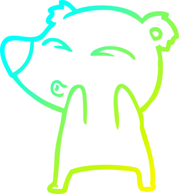 Bir insan tarafından çizilmiş ıslık çalan bir ayının soğuk çizgi çizimi.