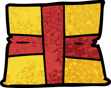 Bir insan tarafından çizilmiş bir karikatür Noel hediyesi.