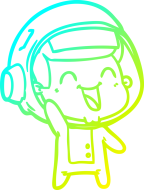 Bir insan tarafından çizilmiş mutlu bir astronotun soğuk gradyan çizimi.