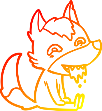 Karikatür çizen sıcak çizgi, aç kurt bir insan tarafından çizilmiş.