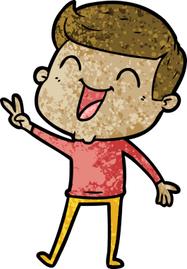 Bir insan tarafından çizilmiş gülen çizgi film adamı.