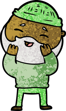 Bir insan tarafından çizilmiş mutlu sakallı bir adam.