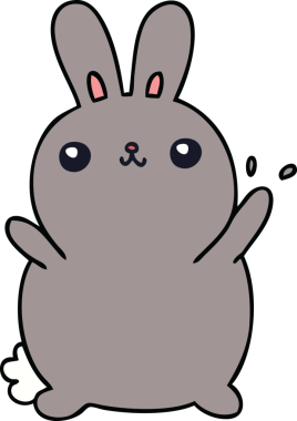 Bir insan tarafından çizilmiş garip çizgi film tavşanı.