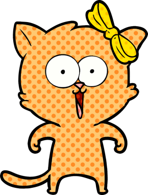 Bir insan tarafından çizilmiş çizgi film kedisi.