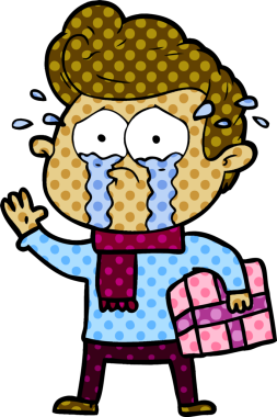 Bir insan tarafından çizilmiş, ağlayan bir karikatür.