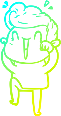 Bir insan tarafından çizilmiş, heyecanlı bir çizgi film çizimi.