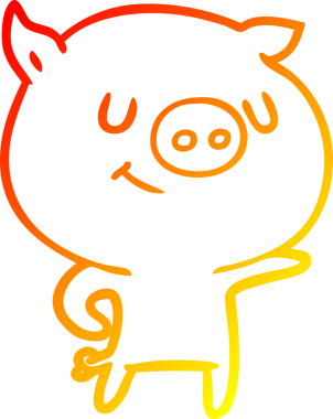 Bir insan tarafından çizilmiş mutlu çizgi film domuzu çizimi.