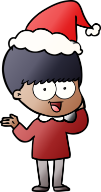 Bir insan tarafından çizilmiş Noel Baba şapkası takan bir çocuğun gradyan çizimi.