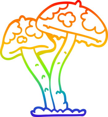 gökkuşağı gradyan çizgi çizimi bir insan tarafından çizilmiş mantar karikatürü