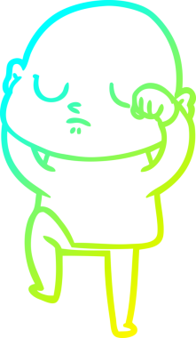 Bir insan tarafından çizilmiş kel bir adamın soğuk çizgi çizimi.