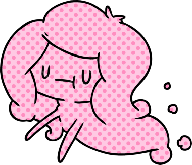 Bir insan tarafından çizilmiş sevimli bir kawai hayaletinin karikatür çizimi