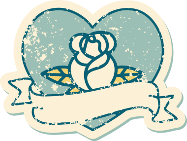 Bir insan tarafından çizilmiş kalp gülü ve bayrağının sembolik dövmeli resmi.