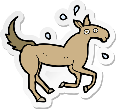 Bir insan tarafından çizilmiş terleyen bir atın çıkartması.