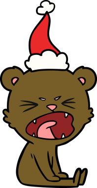 Kızgın el çizgisi çizilmiş. Bir insan tarafından çizilmiş Noel Baba şapkası giyen bir ayı çizilmiş.